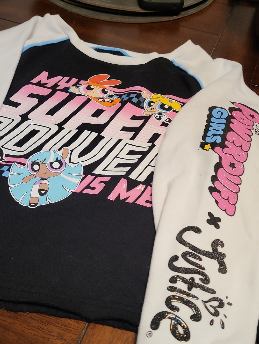 Justice Black, White & Pink Powerpuff Girls Graphic Sweatshirt